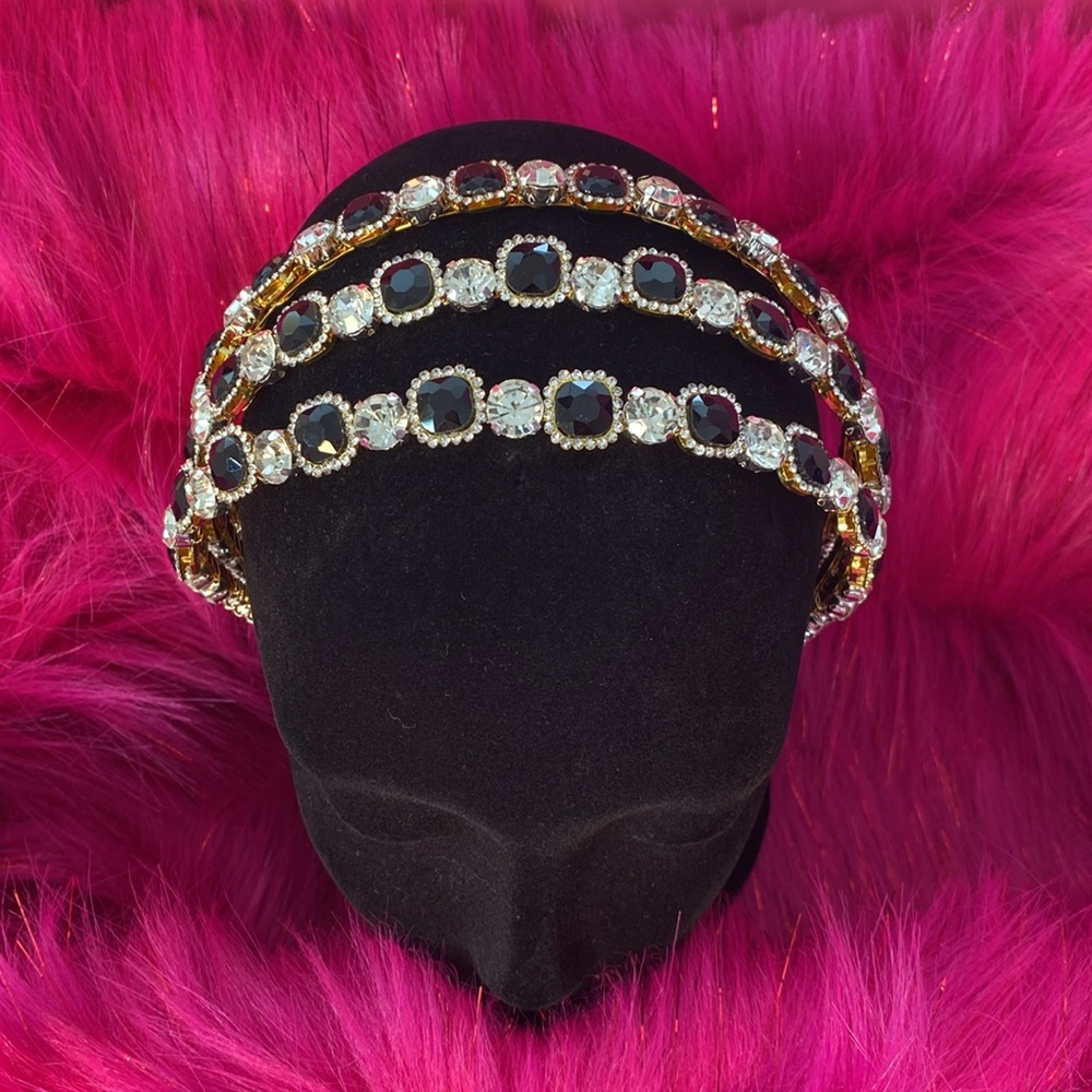 Elegant Crystal Embellished Midnight Royale Headband